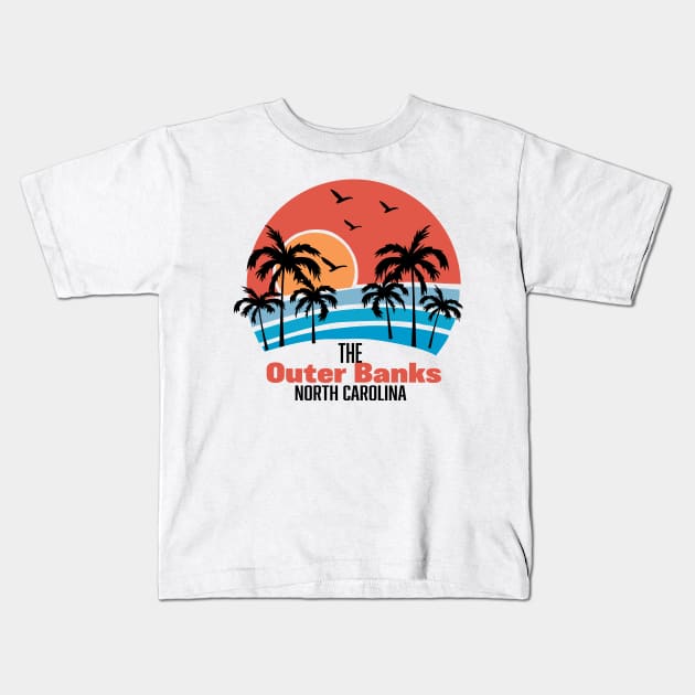 Outer Banks Sunset Blue Design Kids T-Shirt by Comedic Apparel